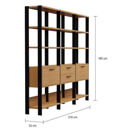 Estante Annency 2 PT 2 GV Freijó e Preta 216 cm - Mobly Imagem de Estante Annency 2 PT 2 GV Freijó e Preta 216 cm
