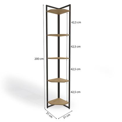 Imagem de Estante Armario Cantoneira 200cm com 5 Prateleiras  Freijo/preto Fosco de Madeira Kappesberg
