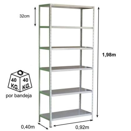 Imagem de Estante Armário De Aço 6 Bandejas 90cm Cinza Suporta 240kg