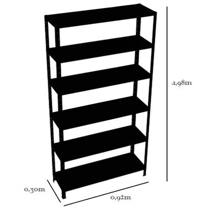 Imagem de Estante Armário De Aço 6 Bandejas Preto Suporta 180kg Lr