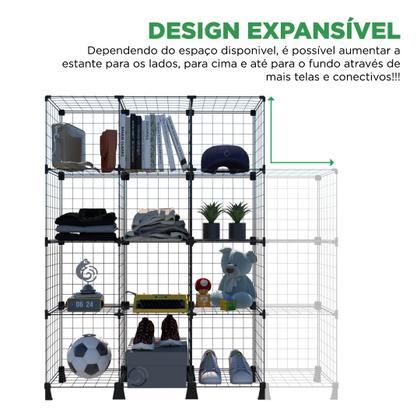 Imagem de Estante Balcão Expositor Aramado 12 Nichos Horizontal Preto para Livros Roupas