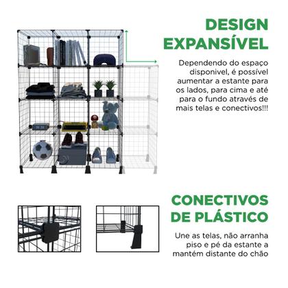 Imagem de Estante Balcão Expositor Aramado 20 Nichos Horizontal 40cm Profundidade Branco