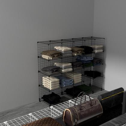 Imagem de Estante Balcão Expositor Aramado 20 Nichos Horizontal 40cm Profundidade Preto