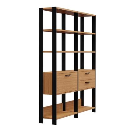 Imagem de Estante Bretanha 1 PT 2 GV Freijó e Preta 145 cm