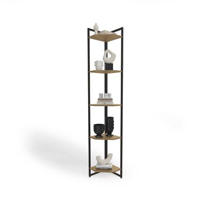 Imagem de Estante Cantoneira Kappesberg Estilo Industrial LI022 cor Freijó e Preto Fosco