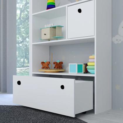 Imagem de Estante Casinha Infantil Organizadora Com Nichos 2 Gavetas Daisy Branco - Lumil Móveis