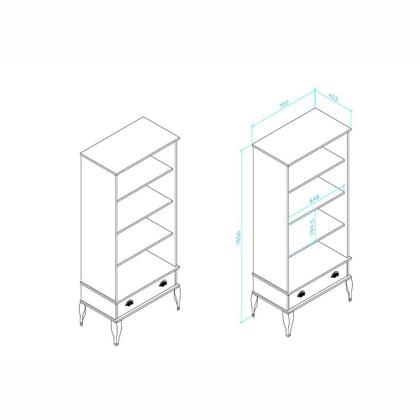 Imagem de Estante Clássica 3 Prateleiras 1 Gaveta 70cm CL 4008 Movelbento