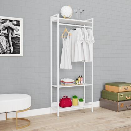 Imagem de Estante Closet Arara 187x80cm 3 Prateleiras Active Yescasa Branco/Chess