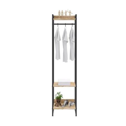 Imagem de Estante Closet Arara Industrial 3 Prateleiras 187x45cm Dynamica Marrom/Carvalho/Preto