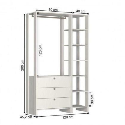 Imagem de Estante Closet Yes 120cm 1 Cabideiro e 6 Nichos - Branco