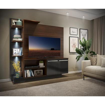 Imagem de Estante com 3 Leds para TV até 55" Multimóveis Dallas FG3399 Madeirada/Preta