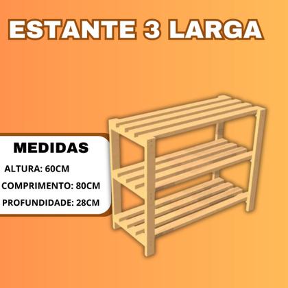 Imagem de Estante com 3 prateleiras Larga  Multiuso  Rústico