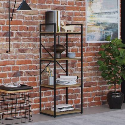 Imagem de Estante com 4 Prateleiras 118x45x33cm Yon Marrom/Vermont/Preto