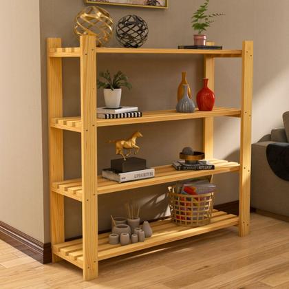 Imagem de Estante com 4 Prateleiras Larga para Sala, Cozinha, Quarto, Escritório Multiuso