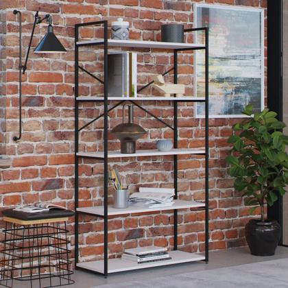 Imagem de Estante com 5 Prateleiras 152cm x 80cm x 33cm Yon Branco/Preto