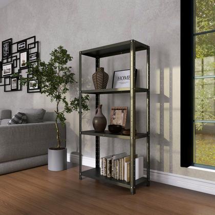 Imagem de Estante com Estrutura Metálica com 4 Prateleiras Espresso Móveis