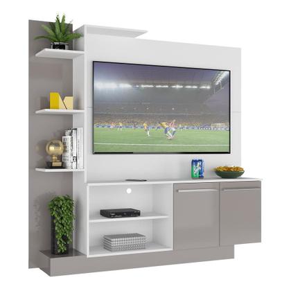 Imagem de Estante com Painel TV 55" e 2 portas França Multimóveis BR2473 Branco/ Lacca Fumê