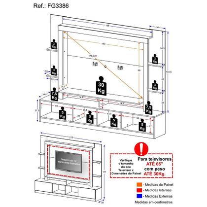 Imagem de Estante com Suporte para TV até 65" Multimóveis Oslo FG3386 Preta