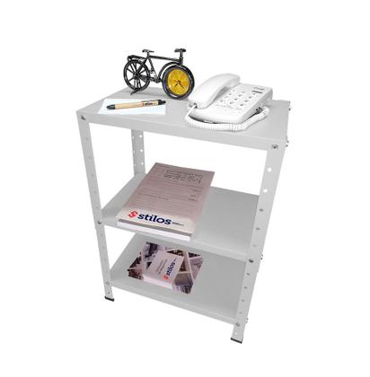 Imagem de Estante de Aço Mini com 3 Prateleiras 45x30cm 45kg Coluna Bipartida Para Escritório Branca