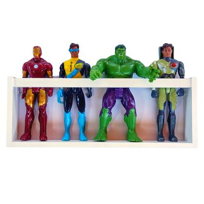 Imagem de Estante de brinquedos organizador de bonecos super heróis Marvel, Barbie Nicho decorativo colorido para quarto infantil de menino MDF 55cm