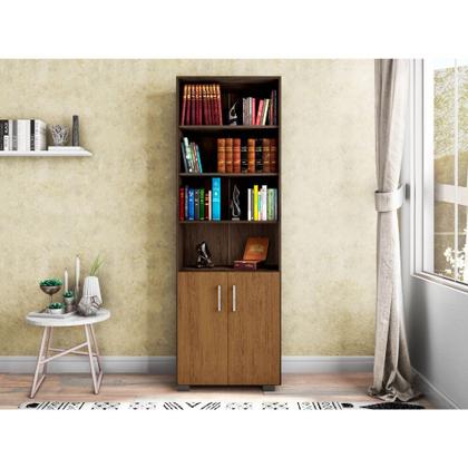 Imagem de Estante De Livro Madeira Sala Avelã E Porta Pequena Freijó