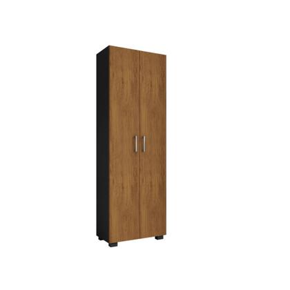 Imagem de Estante De Livro Madeira Sala Preto E Porta Grande Freijó