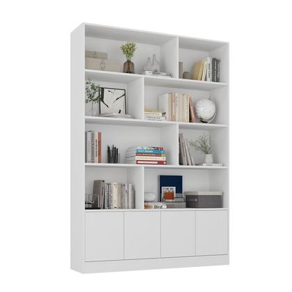 Imagem de Estante de Livros 100% MDF 124,5CMX180,5cm 4 Portas 8 Nichos Versatile Branco