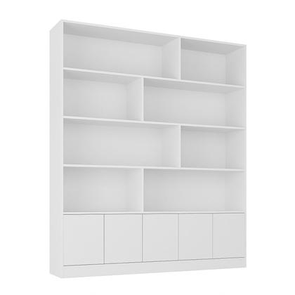 Imagem de Estante de Livros 100% MDF 154,6CMX180,5cm 5 Portas 8 Nichos Versatile Branco
