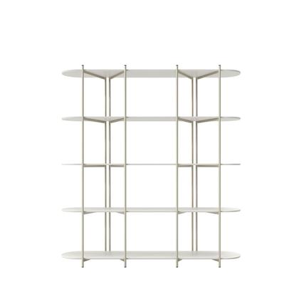 Imagem de Estante de Livros 5 Prateleiras Aço com MDF Enya 180 cm - Off White Fosco c/ Champanhe