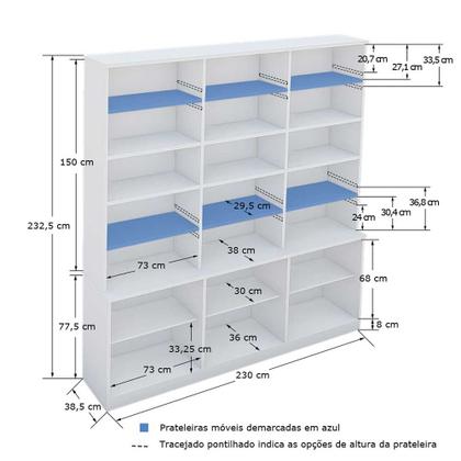 Imagem de Estante De Livros 6 Portas 15 Prateleiras Preta Foscarini