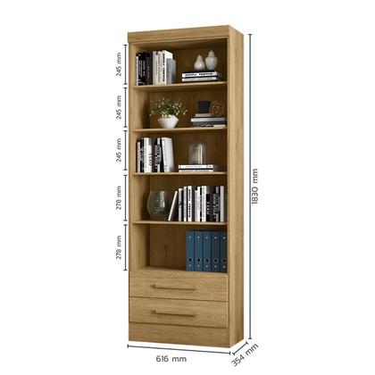 Imagem de Estante de Livros 61,6CMX183CM 5 Prateleiras 2 Gavetas Marrom/Freijo Toq