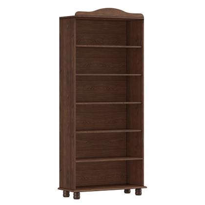 Imagem de Estante de Livros 85CMX190CM 100% Madeira Maciça 5 Prateleiras Escritório e Sala Linha Rubi Marrom