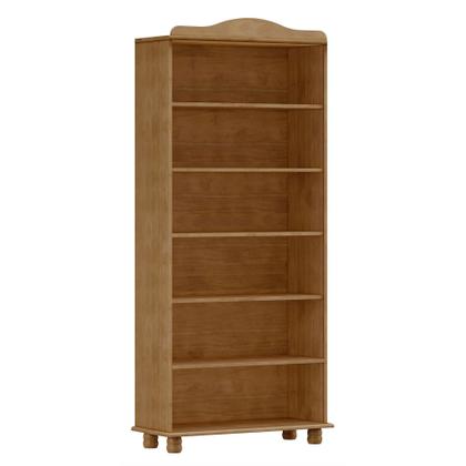 Imagem de Estante de Livros 85CMX190CM Pés em Madeira Maciça Rústica 100% Madeira Maciça 5 Prateleiras Escritório e Sala Linha Rubi Marrom/Freijó