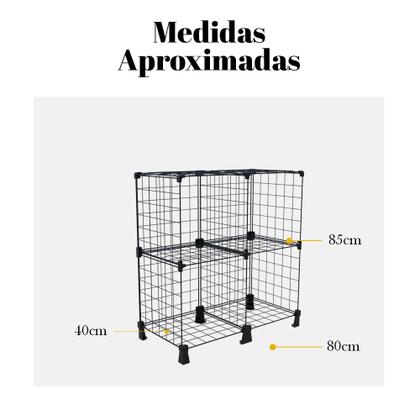 Imagem de Estante de Livros e Disco de Vinil LPs 4 Nichos 40x40cm Balcão Aramado Multiuso Versátil Sala Quarto Branco