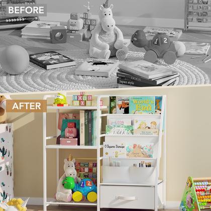 Imagem de Estante de livros e organizador de armazenamento de brinquedos BBLIKE Kids 4 Tier