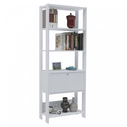 Imagem de Estante de Livros Industrial 63CMX166CM 4 Prateleiras 1 Porta Match Branco