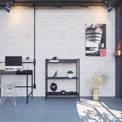 Imagem de Estante de Livros Industrial Aço 80CMX104CM 3 Prateleiras Active Yescasa Preto/Ônix