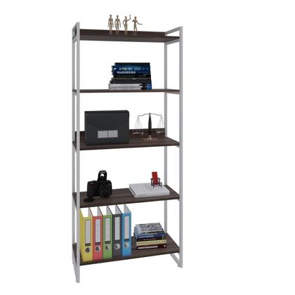Imagem de Estante de Livros Industrial Aço 80CMX187CM 5 Prateleiras Kuadra Marrom