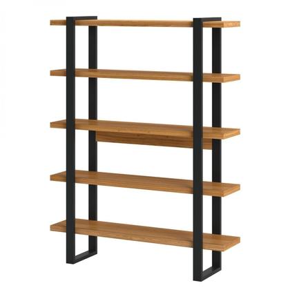 Imagem de Estante de Livros Industrial MDF 135CMX175CM 5 Prateleiras Freijó Preto Fosco Laranja