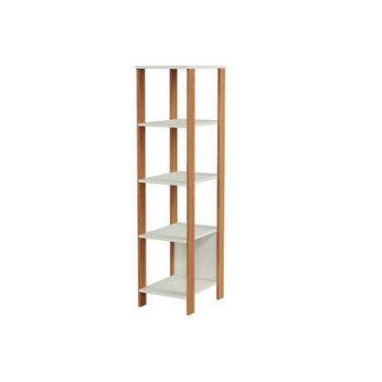 Imagem de Estante de Livros Industrial MDF 33CMX135CM 5 Prateleiras Branco/Freijo/Off White