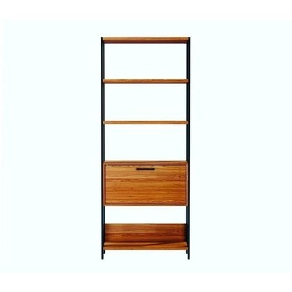 Imagem de Estante de Livros MDF 73CMX185CM 1 Porta E95 Marrom/Freijó/Preto Fosco