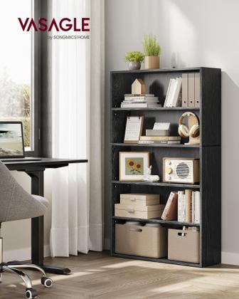 Imagem de Estante de livros VASAGLE ULBC175T56 5 camadas de ébano preto 24x76x134cm
