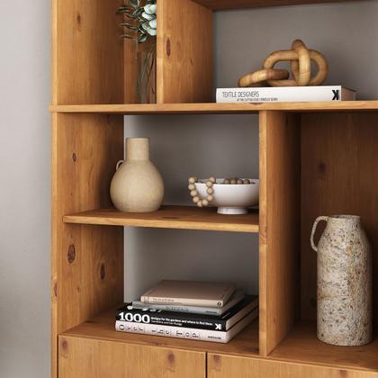 Imagem de Estante de Madeira Alta 6 Nichos 2 Portas Freijó Simona