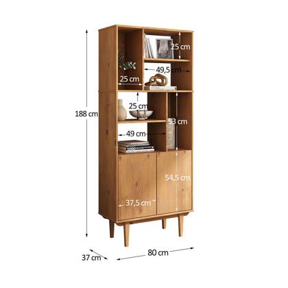 Imagem de Estante de Madeira Alta 6 Nichos 2 Portas Freijó Simona