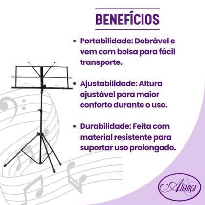 Imagem de  Estante de Partitura MXT MSP001 Dobrável Preta com Bolsa