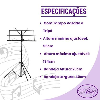 Imagem de  Estante de Partitura MXT MSP001 Dobrável Preta com Bolsa