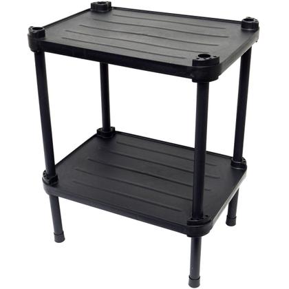 Imagem de Estante de Plástico Modular Multiuso 2 Prateleiras 1 Torre Preta Montável 26 Kg Qualyplas