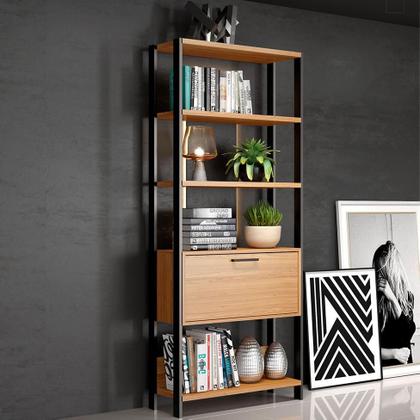 Imagem de Estante Dijon 1 PT Freijó e Preta 74 cm