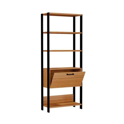 Imagem de Estante Dijon 1 PT Freijó e Preta 74 cm