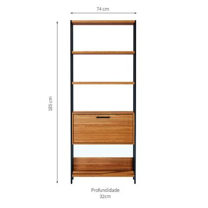 Imagem de Estante Dijon 1 PT Freijó e Preta 74 cm